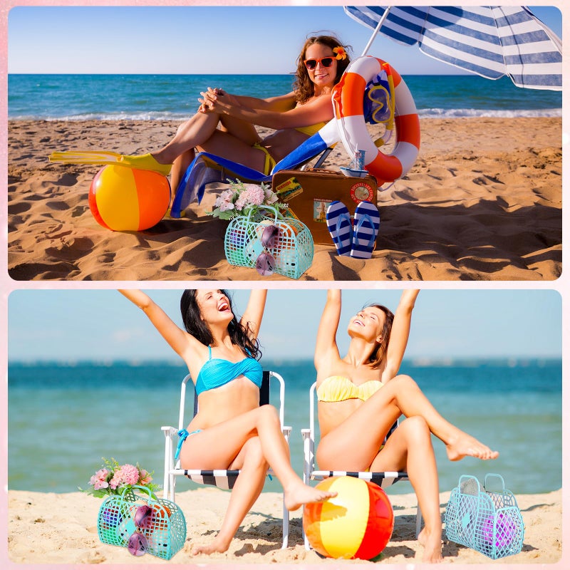 Hsei 16 Pcs Girls Jelly Purse Bags Easter Basket Reusable Jelly Beach Bag Plastic Beach Tote Gift Basket for Kid Girl(Bright Blue) - Image 5